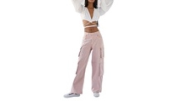 Girl's Fashion Wholesale Custom Boyfriend Wide Leg Plain Pink Denim Jeans For Woman1