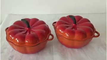 Halloween gifts Orange cast Iron enamel pumpkin shape pot casserole1