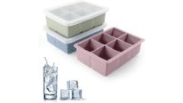 BPA free Large Ice Cube Mold Silicone Ice Tray with Lid Square 6 Big Reusable Maker for Freezer Cocktail & Whiskey Easy Release1