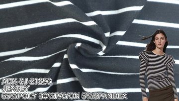 Polyester Rayon Spandex Black White Yarn Dyed Stripe Single Jersey Knit Stripe Dress Fabric For Clothing1