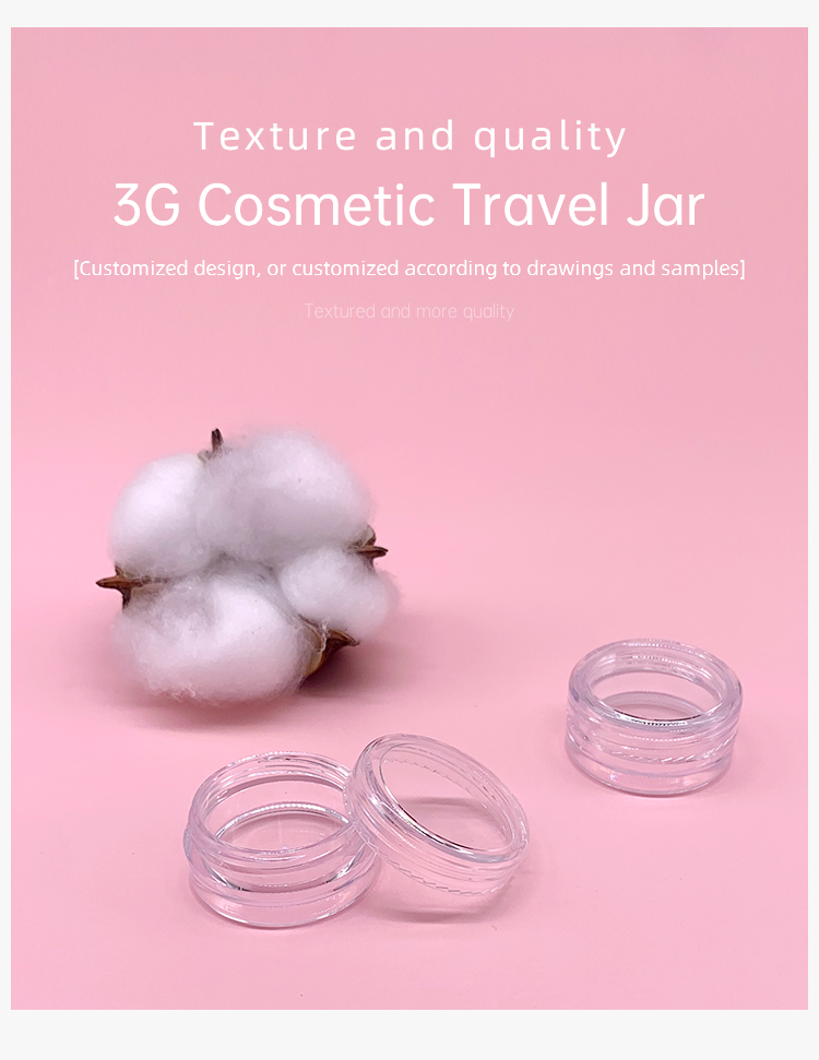 Hot sale cosmetic mini 3g PS transparent travel jar face cream jar eye cream container