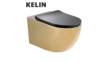 China Factory New Luxury Electroplated Gold P-Trap Wall-Hung Rimless Tornado Flushing Toilet Bowl1
