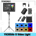 YONGNUO YN300AIR II RGB Adjustable LED Camera Video Light Optional Battery With Charger Kit Photography Light + AC adapter+Stand