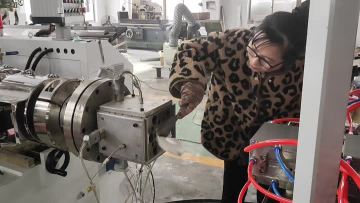 trial running for PVC window frame machine 