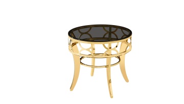 TL-SG007 Modern Gold Corner Table with Smoked Grey Glass – Space-Saving Elegance