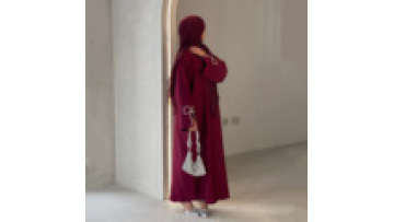 2026 Closed Abaya Islamic Clothing Women Muslim Dress With Handcrafted Silver Bow Split Sleeves Women's Dresses1