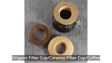Creative Coffee Filter Holder, Wooden Origami Stand with Rubber Base1