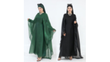 UNI New Two Pieces Modest Set EID Abaya Dubai Islamic Clothing Kaftan Dresses Spring Summer Muslim Inner Dress Organza Abaya1