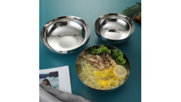 Korean Glossy Outsize Ramen Bowl - 304 Food Grade Stainless Steel, Double Wall, Anti-Scalding, 18/20/21/22/23cm (3pcs)1