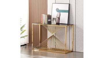 TL-AS507 Gold Geometric Slim Console | Space-Smart Hallway Essential