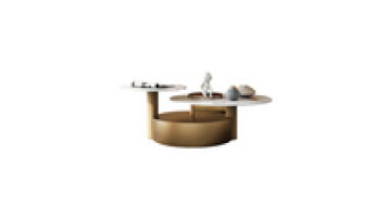 Nordic Tea Table Living Room Furniture Round Metal Rock Slab Coffee Table Gold Marble Top1