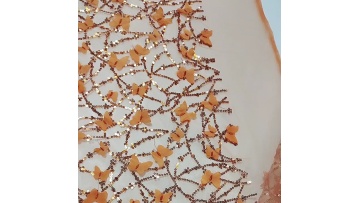 High quality orange polyester net mesh laser sequin embroidery 3d embroidery laser cut butterfly fabric1