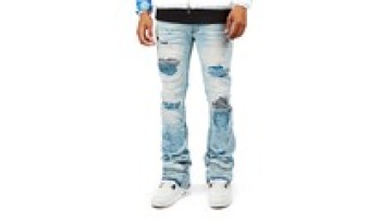 Wholesale New high street OEM Ripper Washing Stacked Denim Jeans Design Custom Denim1