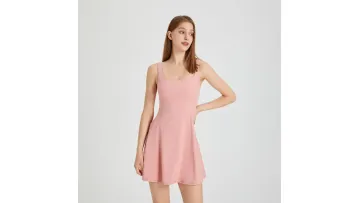 Zipper Naked Fake Two Piece Sports Dress1