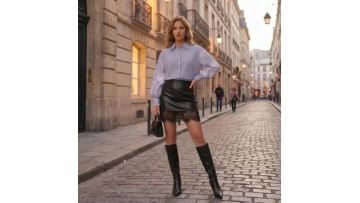 Lace-Trimmed PU Shorts – Work-to-Weekend