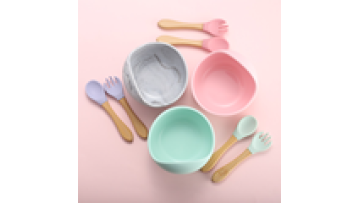 Leadone custom Food Grade Silicone feeding bowl children's tableware Soft Baby Suction Bowl and Spoon1