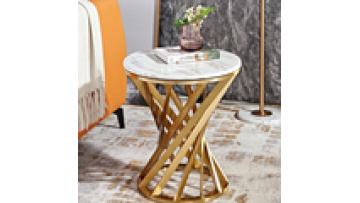 Factory Modern Round Gold Metal Frame Coffee Table Marble White Table Top Side Table For Living Room1