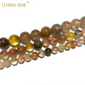 Fine AAA Natural Colorful Golden Blue Red Rutilated Quartz Round Stone Beads For Jewelry Making DIY Bracelet Necklace 6/8/10 mm