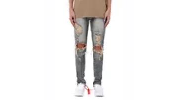 Streetstyle Wholesale Fashionable Distressed men jeans Slim Fit Black Stretch Ripped Men Jeans Trousers1