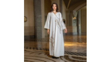 New Style Beautiful Fashion Muslim Dress V-Neck Sequin Design Long Dress Loose Sleeves Femmes Abaya1