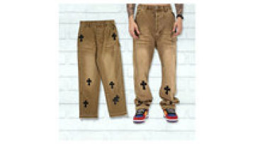 Cheap Oversized Cargo Men Graphic Cotton Jeans Fabric Stretch Mens Pants1