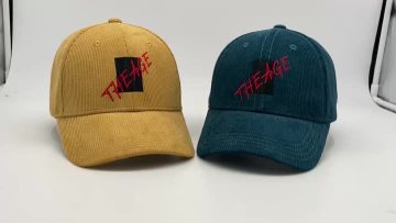 6 Panel Corduroy Baseball Cap with Embroidery