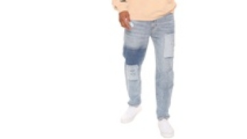 High Quality Stylish Patchwork Loose Washed Zipper Denim Jeans With Side Pockets For Men1