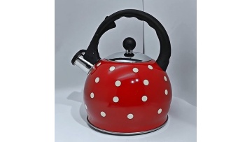 FH-236 red and white polka dots tea kettle