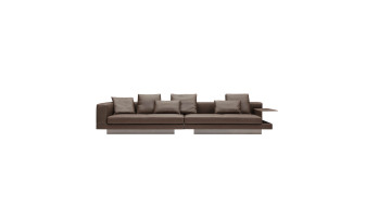 Italian minimalist first layer cowhide modern living room sofa combination Nordic Light luxury straight row leather sofa1
