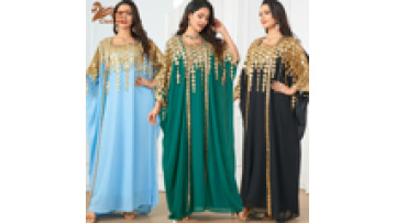 Newest Elegant Turkey Abaya Luxury Muslim Embroidery V-neck Dress Arab Dubai Long Sleeves Maxi Robe for Women Jalabiya  Kaftan1