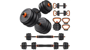 Multi-Function Adjustable Dumbbell Set with Barbell Connector 5-in-11