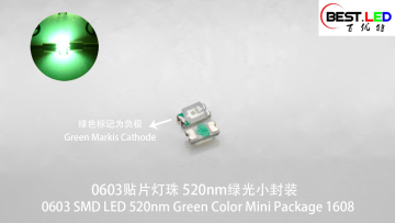 0603 SMD LED 520nm Green Color Mini Package 1608