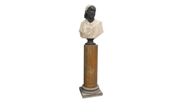 Color-Blocked Marble Bust Dual-Tone Classical Sculpture