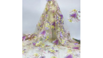 3D flower lace fabric mesh high-end embroidery tulle dress fabric luxury lace fabric for wedding evening dress1