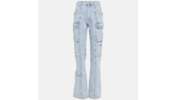 Womens Tall Cargo Flare Stacked Denim Patched Jeans Pants for Women Custom1