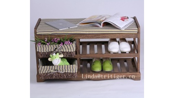 Wicker Basket Draws Storage Bench