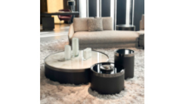 Minimalist modern style marble coffee table side table set luxury villa hotel home living room furniture round coffee table1