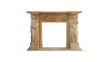 Hand Carved Marble Mantel Ornate Statues Reliefs Artistry