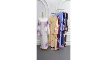 Plus Size Floral Print Sleeve Abaya Dress (1)
