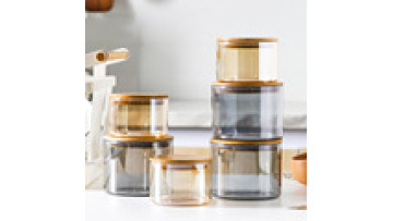 310ml 580ml Amber/Grey Small Size Cylindrical Airtight Storage Jar With Bamboo Lid Silicone Ring Glass Container Jar1
