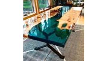 Wholesale Modern Outdoor Furniture Custom River Resin Epoxy Wood Restaurant Dining Table1