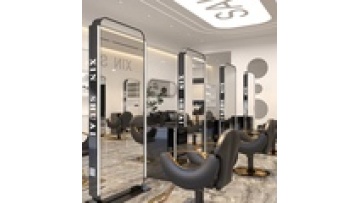 Floor with light style modern mounted simple LED wall hotel hair cutting European Barber salon gold mirror1