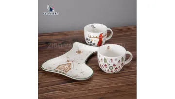 New Selling Custom Porcelain Dinner Plate Set Christmas Ceramic Tableware 3 PCS Ceramic Dinnerware Set1
