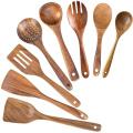 Wooden Spoons for Cooking Nonstick Kitchen Spoons Cooking Utensil Set Non Scratch Natural Teak Wooden Kitchen Tools