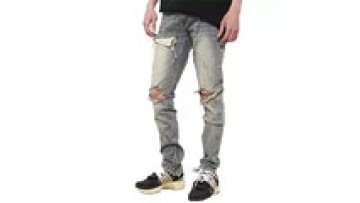 New Design Custom Ripped Jeans Zipper Fly Decoration Slim Fit Retro Jeans1