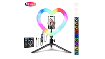 Steples 10-inch Dimmable RGB Heart Selfie Ring Light with Tripod for YouTube & TikTok1