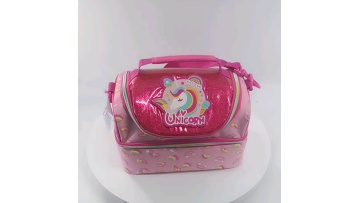 Custom Logo New Fancy Unicorn Rainbow Keep Food Warm Bags Cute Pink Lunch bag School Portable Kids Cooler bag With Pocket Strap1