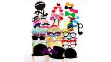 58-Piece Wedding Photo Props Set with Funny Shapes and Red Lips1