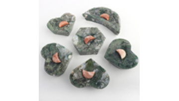 Natural Gemstone Crystal Bowl Healing Stone Carving Crystal Craft Moss Agate Moon Bowl for Gif1