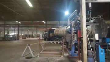Heat transfer oil is poured into the boiler